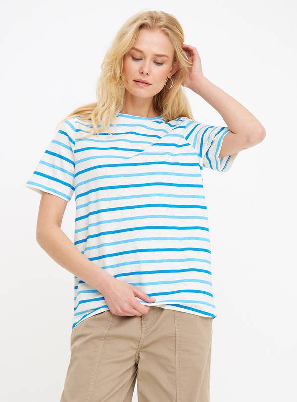 Blue Stripe Relaxed Fit Slub T-Shirt 22